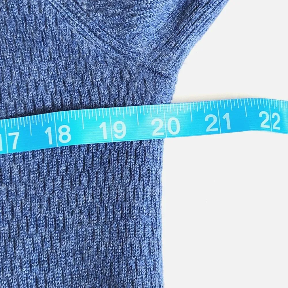 Banana Republic Extra Fine Merino Wool Thermal-Knit Crewneck Sweater Blue Mens L